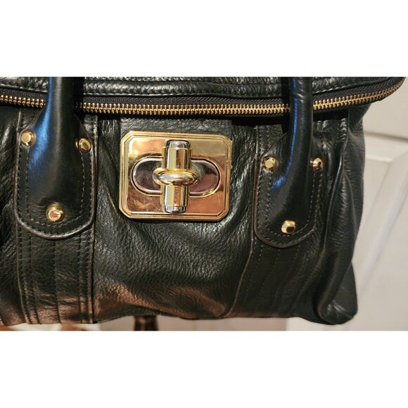 B. MAKOWSKY Black Butter Soft LEATHER Hobo TurnLock Lg Shoulder Bag Purse VguC - Picture 8 of 16
